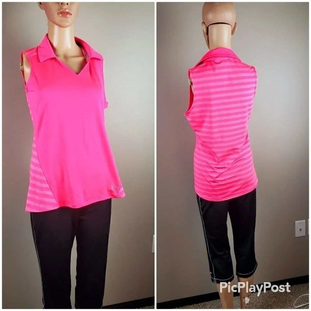 Under Armour Hot Pink Striped Heat Gear Top